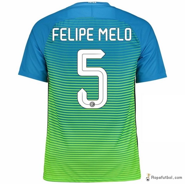 Camiseta Inter de Milán Replica Tercera Ropa Felipe Melo 2016/17 Azul Verde